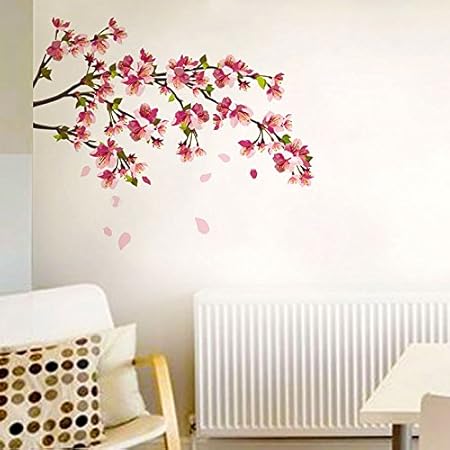 Decals Design Sakura Cherry Blossom Wall Sticker (PVC Vinyl, 70 cm x 50 cm, Multicolour)