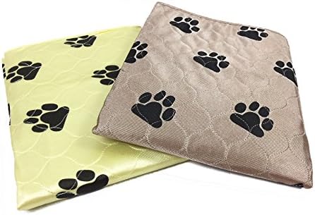 Dog Pee Pads. Waterproof, Washable, and Reusable Potty Pet Training Aid and Urinary Incontinence. Crate Car Travel. Large 27" X 30" 2-Pack Brown Yellow.