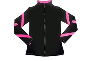 JoyCan Girls Ice Skating Jackets Women Stripes Training Practice Figure Skating Tops Fleece.