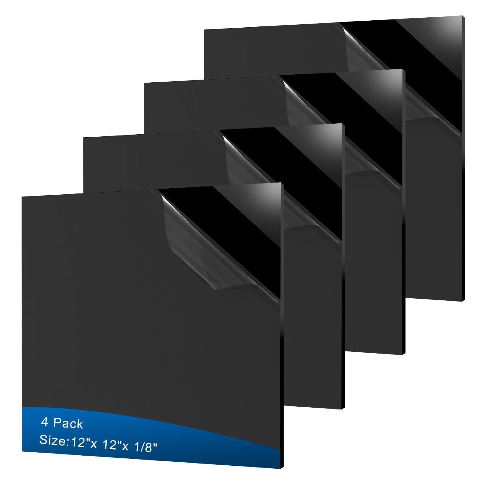 Photo 1 of 4 Pieces Black Acrylic Sheet, 12 x 12 Inch 1/8 Inch Thick, Black Cast Plexiglass Sheets for DIY Display, Handcraft, Home Decor, Painting, Display Stand, Photo Frame, Easy to Cut