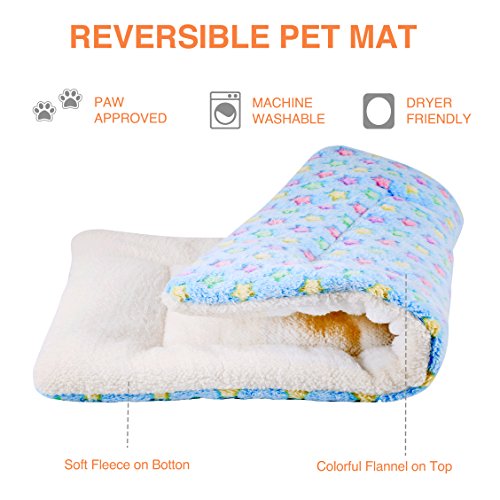 Mora Pets Ultra Soft Pet (Dog/Cat) Bed Mat with Cute Prints | Reversible Fleece Dog Crate Kennel Pad | Machine Washable Pet Bed Liner (22-Inch, Blue)