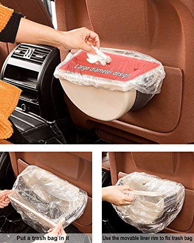 AYOTEE Small Kitchen Trash Garbage Can, Collapsible Mini Trash Bin Wastebasket for Narrow Spaces Hanging at Cabinet/Car/Bedroom/Bathroom, 1 Gallon 5 Liter Capacity,Ivory