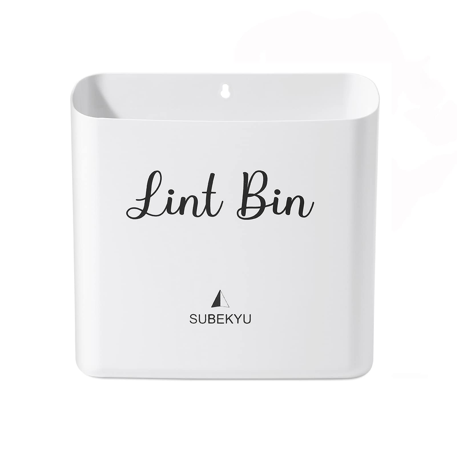 SUBEKYU Magnetic Lint Bin for Laundry Room, Small Waste Bin or Laundry Storage Container for Hanging on Dryer/Washer/Wall, 0.85 Gallon, White
