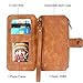 Cornmi iPhone 8 Plus Case, Leather Wallet Case 14 Card Slot Wristlet / Shoulder Strap Flip Stand Zipper Purse Detachable Magnetic Cover for iPhone 8 Plus 5.5 inch (Brown)