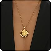 Havopso 18K Gold Plated Horseshoe Sun Pendant Necklace Satellite Beaded Snake Chain Long Statement Necklace Jewelry Christmas Gift