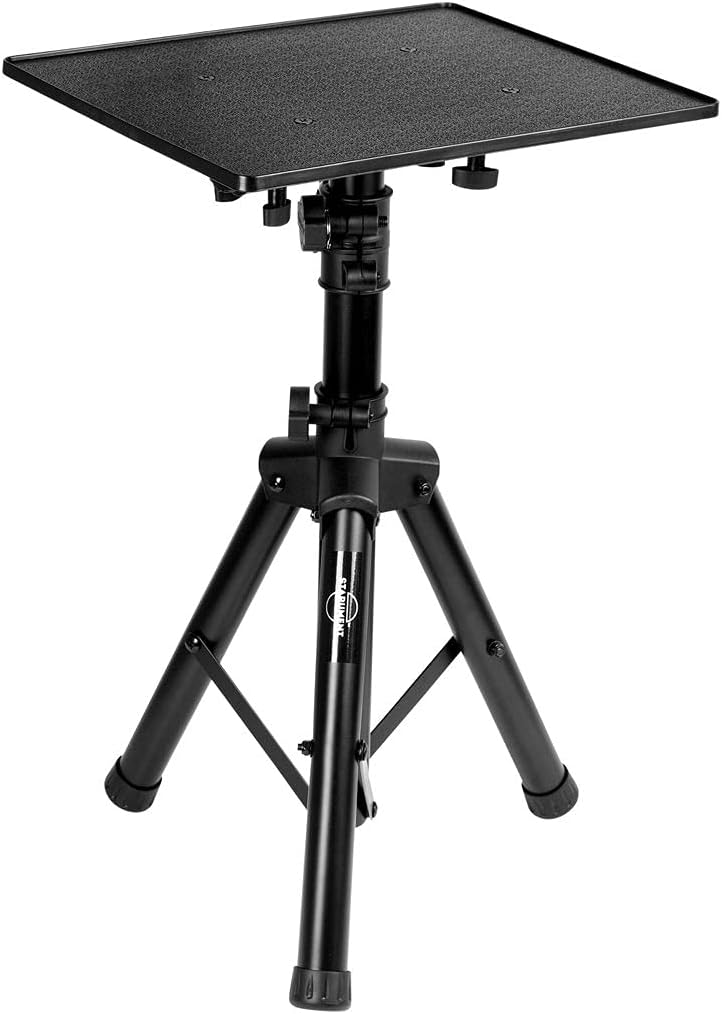 Starument Laptop Stand - Tripod Floor Stand for Computer, Projector, DJ Equipment, Studio Accessories - Light & Portable, Sturdy & Durable Metal - Adjustable Height, 31.9 to 50.2-Inch - 20x16