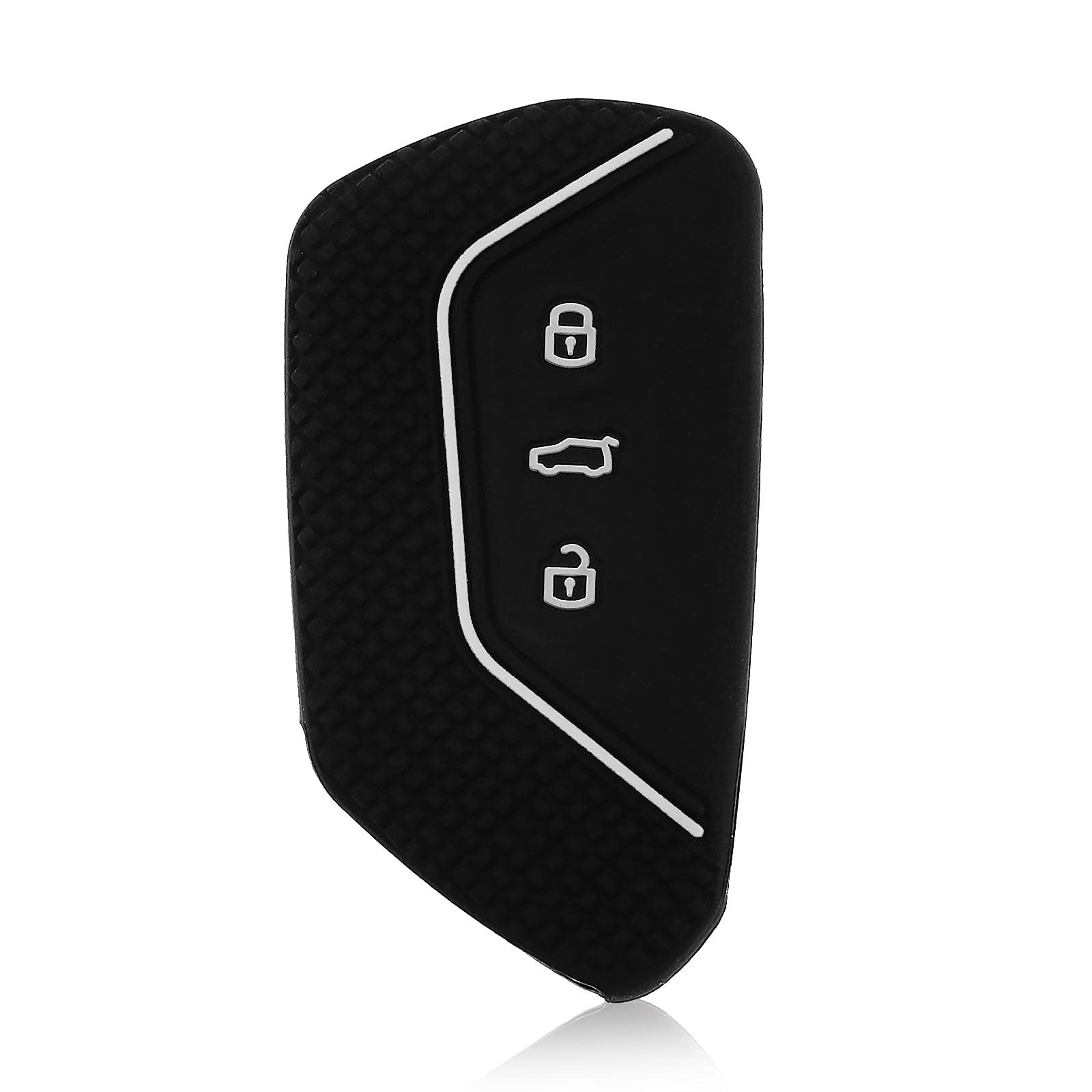 EMSea Car Key Cover Key Fob Cover Case Compatible with Golf 8 Seat Leon MK 4/Tarraco/Ateca Skoda Octavia Black with White Stripe Silicone 3 Button Car Accessories