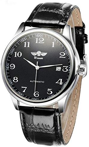 Amazon 腕時計 カジュアル メンズ 機械式 アナログ 自動巻き 日付表示 レザー バンド ビジネス ウォッチ ブラック メンズ腕時計 腕時計 通販