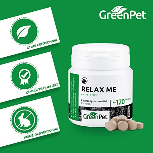 GreenPet Relax Me 120 Tabletten Beruhigungsmittel für Hunde, Extra