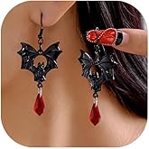 Halloween Earrings Cute Gothic Bat Stars Moon Blood Drop Dangle Earrings Goth Vampire Dresses Accessories Halloween Costume Jewelry for Women