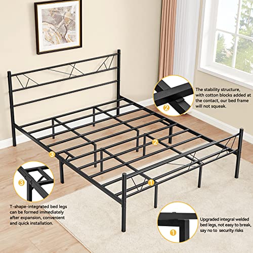 WOHOMO Queen Bed Frame with Headboard, Upgarded 14 Support Leg Bedframe