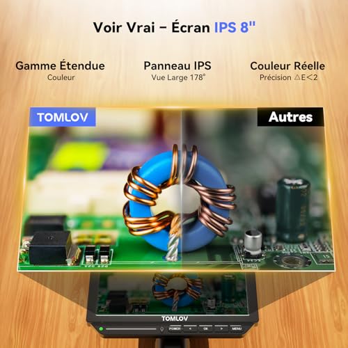 TOMLOV TM4K-AF Flex 4K HDMI Autofocus Digital Microscope 8" IPS Screen with Flexible Arm, Professional 2000X Magnifier for Parts and Soldering, Soldering Mat, Side Lights, 64GB Card