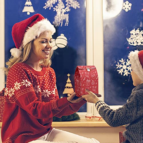 TOXOY 36PCS Christmas Goody Bags, Christmas Paper Candy Bags Bulk Christmas Treat Bags with Stickers for Gift Party Favors Holiday Christmas Supplies