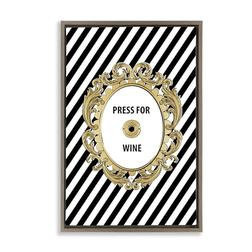 Stupell Industries Classy & Chic Press for Wine Brown Framed Floater Canvas Wal…