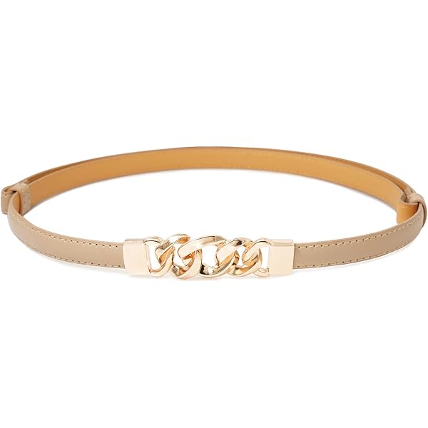Gold Buckle PU Leather Elastic Stretchy Skinny Belts for Dresses WHIPPY Women main image 3