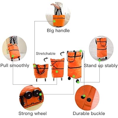 HI-LEE Foldable Shopping Trolley Bag for Vegetables and Grocery with Wheels