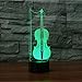 Christmas Gift Violin 3D Illusion Birthday Present Lamp, Gawell 16 Color Changing Touch Switch Table Desk Decoration Night Light with Acrylic Flat & ABS Base & USB Cable Toy for Music Lover