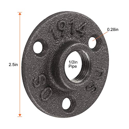 20 Pack 1/2" Cast Iron Floor Flange, CBTONE Black Flange Pipe Fittings with Threaded Hole for Industrial Pipe, Furniture and DIY Decor