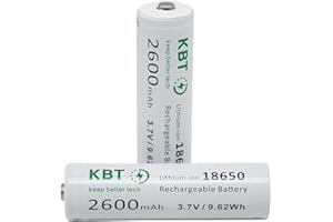 KBT KEEP BETTER TECH KBT 3.7V 2600mAh Lithium-ion Button Top Flashlight Battery (4pack) - Unprotected
