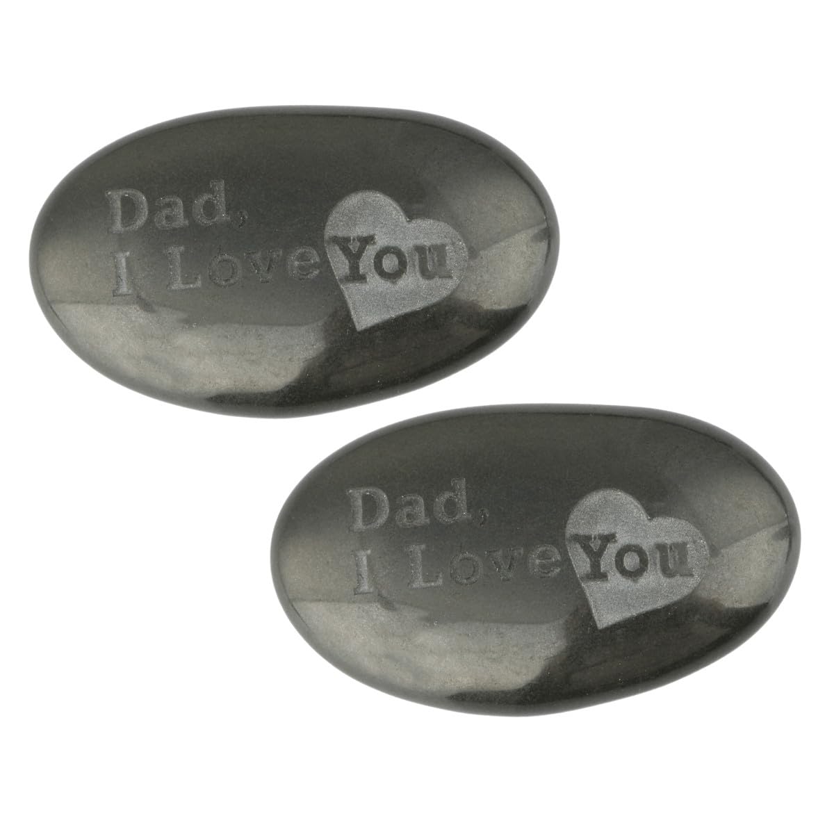 mookaitedecor 2pcs Small Natural Black Stone with Words ‘Dad I Love You’ Pocket Stone for Grief, Small Memorial Ornaments Stone Engraved Stones for Grave Love Message for Dad Condolence Sympathy Gift