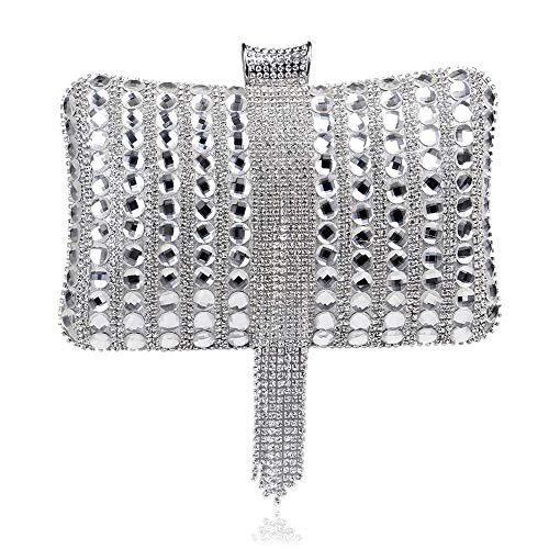 YOUTO Evening Party Clutch Bags Night Party Bags Rhinestones Women's Clutches Evening Bag Clutch Purse Bags Special Occasion Evening Handbags Evening Clutches Purses (Color : Silver)