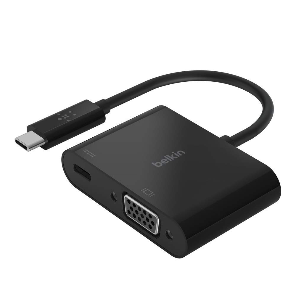 Belkin USB-C to VGA Adapter + Charge (Supports HD 1080p Video Resolution, 60W Passthrough Power for Connected Devices) MacBook Pro VGA Adapter