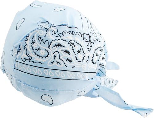 Biker Skull Caps - Head Wrap Do Rags / Bandanas / Hats - Paisley Light Blue