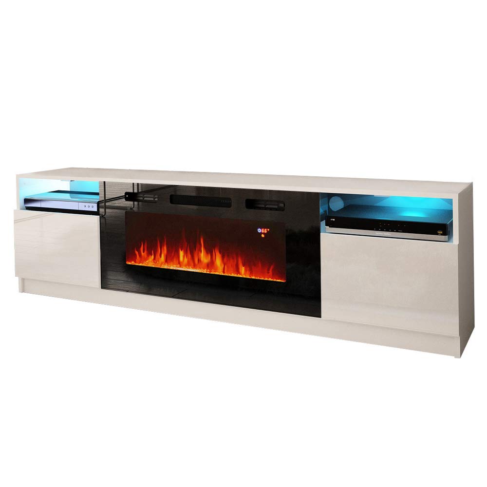 MEBLE FURNITURE & RUGS York 02 Electric Fireplace Modern 79" TV Stand