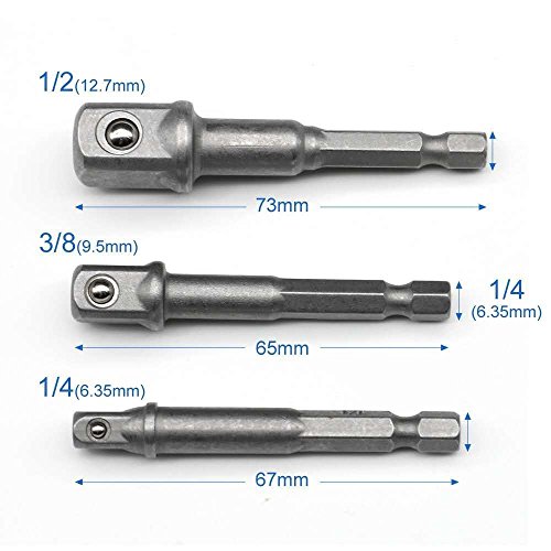 Dukars 8 Pcs Socket Adapter Impact Hex Shank Drill Bits Bar Set 1/4" 3/8" 1/2" Bits New