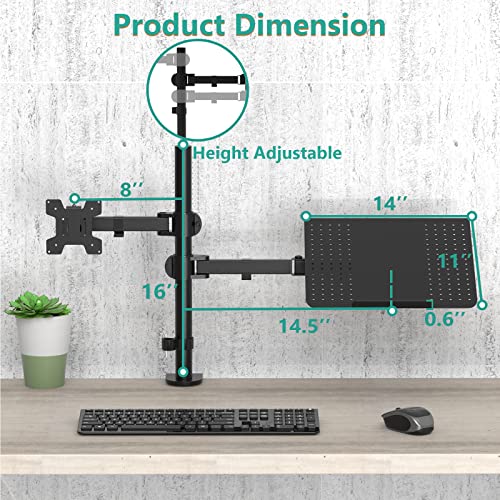 WALI Laptop and Monitor Mount Stand, Single Monitor Desk Mount with