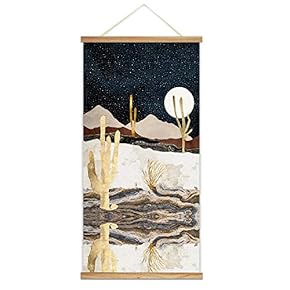 Wooden Framed Hanging Poster Nordic Style Nature Landscape Wall Picture Canvas Artwork for Home Decoration Ready to Hang - 18"x36"