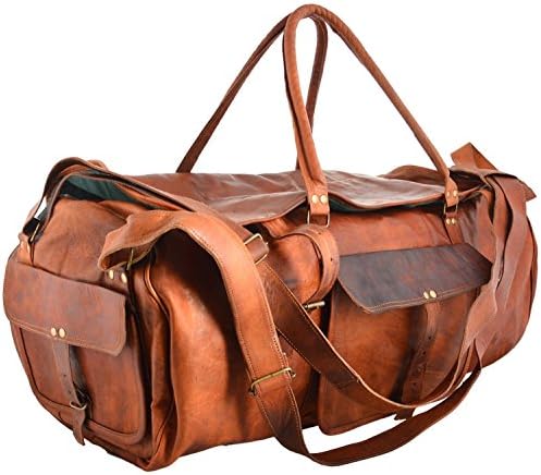 Shakun Leather Handmade Large Leather Duffle Travel Gym Vintage Luggage Weekend Bag