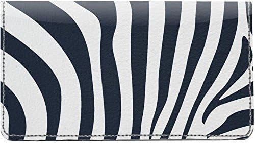Classic Zebra Print Leather Checkbook Cover