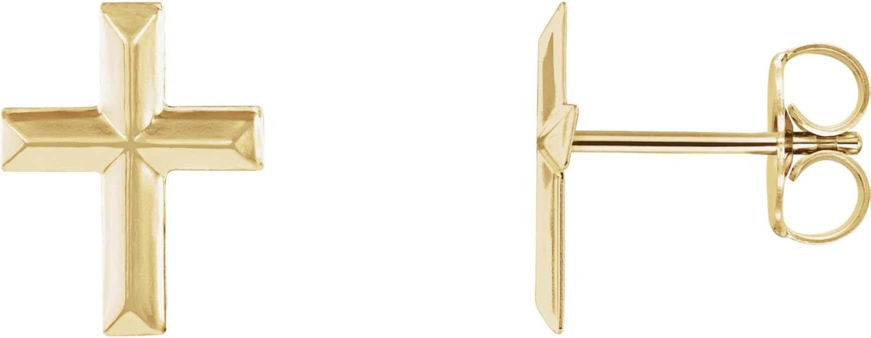 14k Yellow Gold Cross Earrings Stud Earrings Jewelry