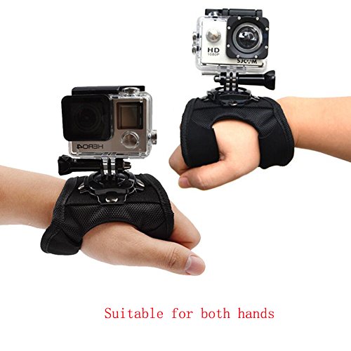 Walway 360 Degree Rotation Glove Style Band Wrist Strap Mount Strip Belt for GOPRO HERO 6/5/5 Session/4 Session/4/3+/3/2/1, Xiaoyi and Other Action Cameras, with Long Handle Screw - Thumbnail 5