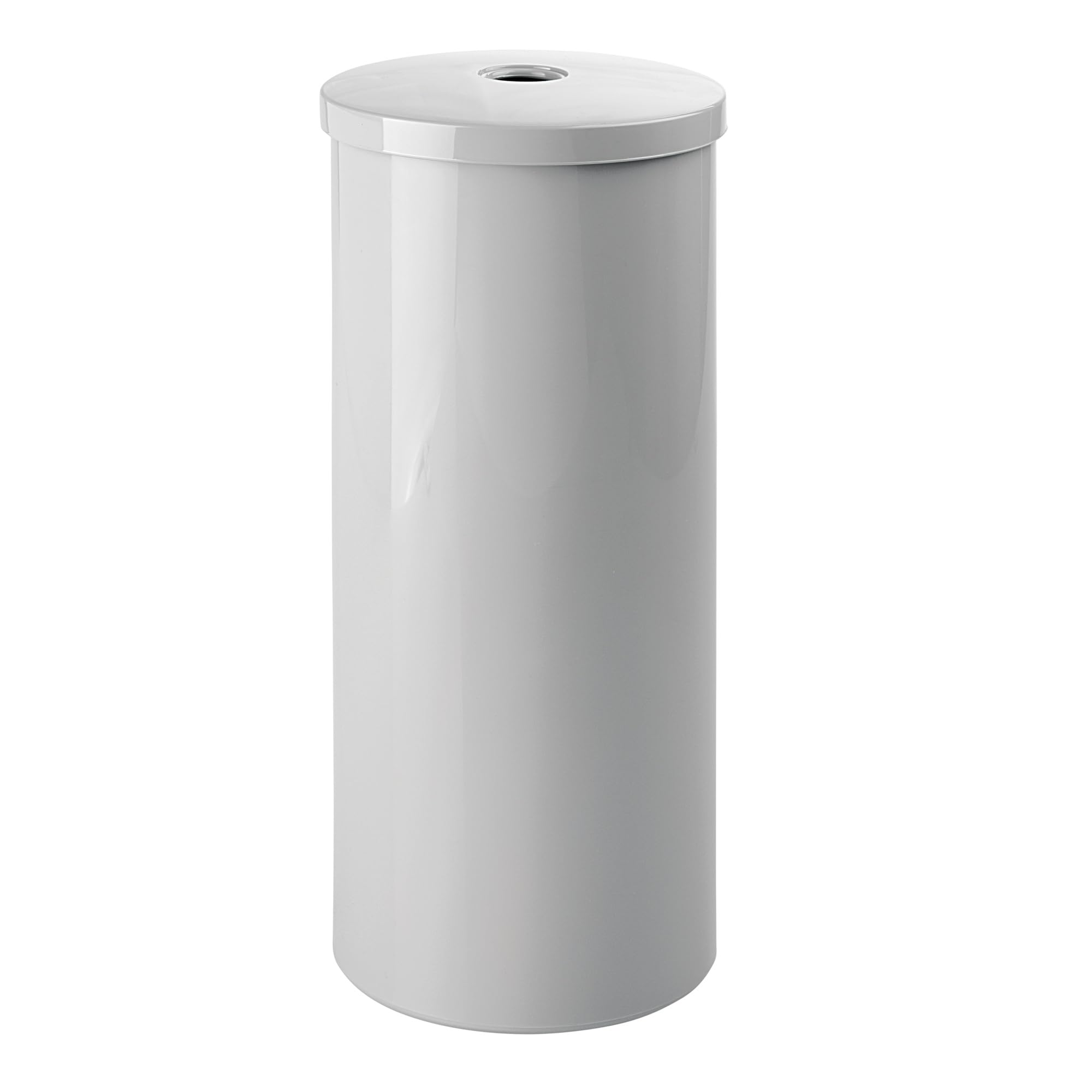 Photo 1 of **Missing Top**iDesign Freestanding Toilet Paper Canister with Lid for 3 Extra Rolls, Gray, Made in USA
