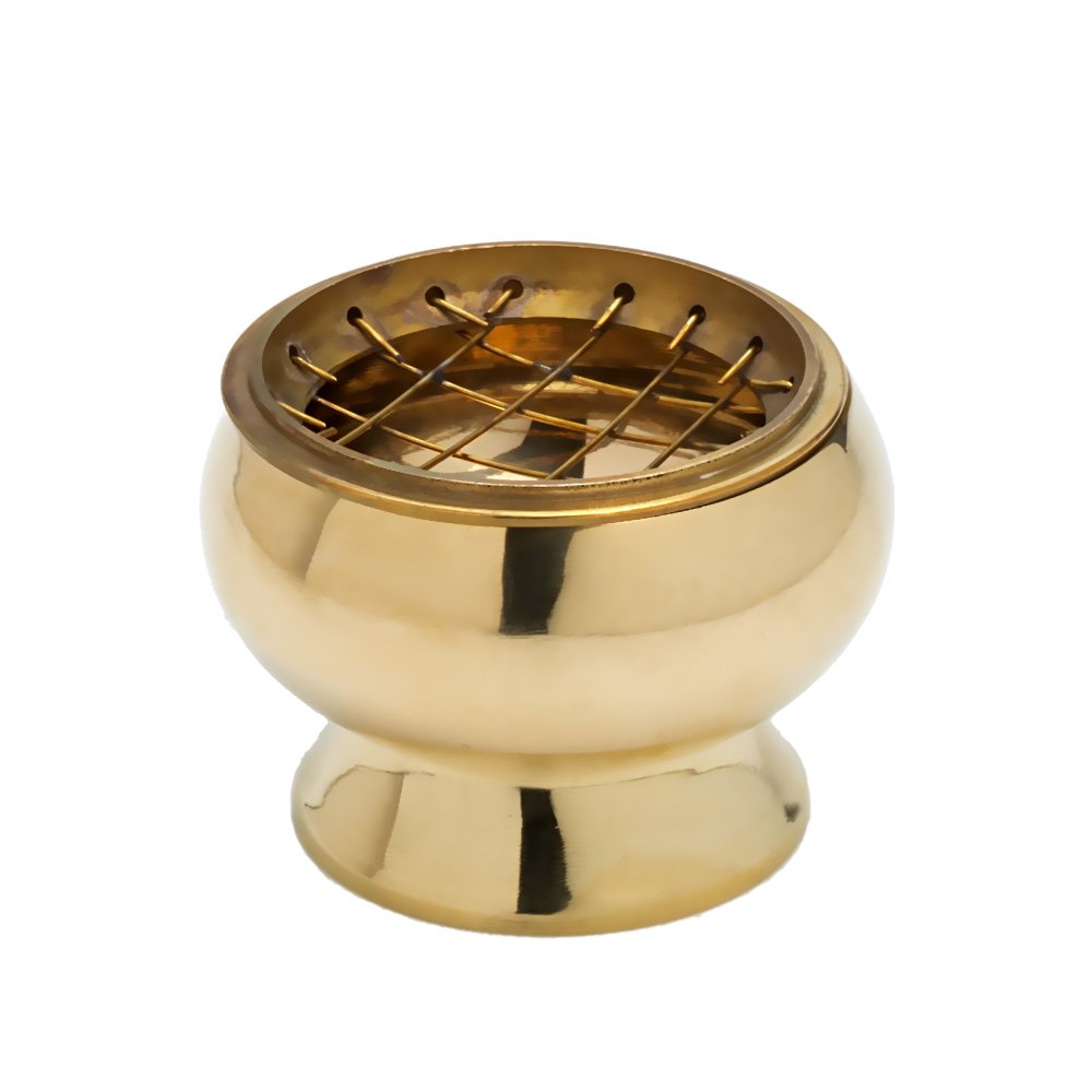 NKlaus Incense Pot Strainer Incense Burner 6cm diameter brass gold 7528