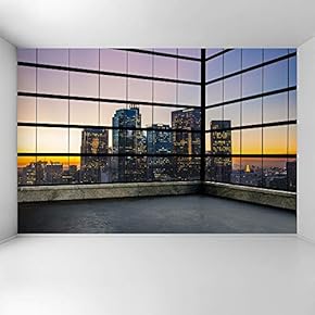 Wall Mural 3D Cityscape Removable Wallpaper Wall Sticker for Bedroom Living Room - 66x96 inches