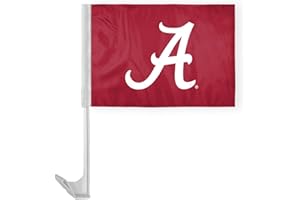 A.G.A.S MANUFACTURING GROUP Alabama University Crimson Tide Primary A Logo Car Flags - 7.5x10.5 inch Double-Layered Printed Polyester Fabric - 13" Flexible Plastic Pole for Attaching to Vehicle Window - NCAA Licensed Alabama A Logo Car Flags