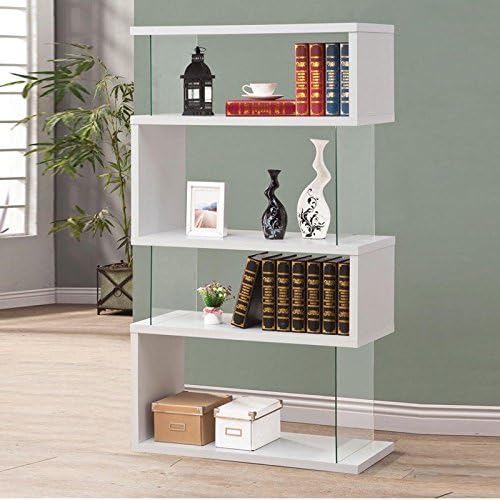 Wakrays Modern Long Floating Shelf Bookcase Asymmetrical Snaking Bookshelf (white)
