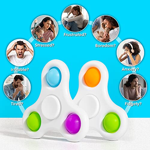 Magicalmai 4pcs Fidget Spinners Simple Dimple, 2 in 1 Popping Fidget Toys Sensory Therapy Popper Portable Stress Relief Hand Toys for Kids and Adults in Office Home School
