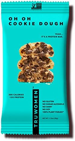 TRUWOMEN Plant Fueled Protein Bars, Oh Oh Cookie Dough, Single Count (50g) | Non-GMO, Vegan, Gluten Free, Kosher, Soy Free, Dairy Free, Healthy Snack Bar, Natural Ingredients | 12g Protein