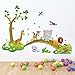 decalmile Jungle Animals Tree Wall Stickers Lion Giraffe Elephant Walking on Bridge Wall Decals Kids Room Baby Room Nursery Bedroom Wall Decor(Finished Size: 48.8 Inch x 31 Inch)