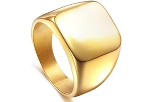 ENHONG Mens Rings Stainless Steel Square Signet Rings for Men,Pinky Thumb Ring for Dad Father Jewelry Gift for Him,Men's Ring for Biker