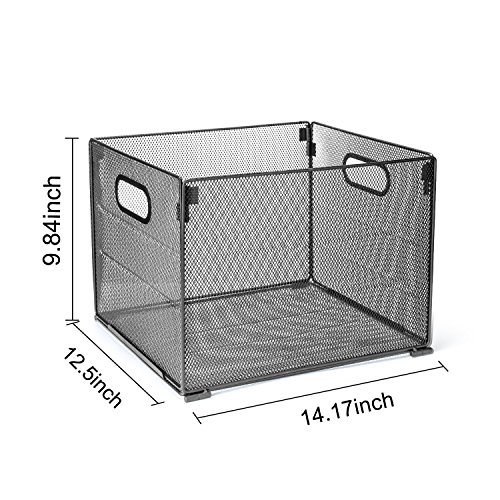 Samstar Set of 2 File Folder Box, Mesh Metal File Crate Organizer Box Hanging File Holder Rack Frame, Letter Size, Black