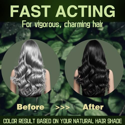 BLACK HAIR DYE SHAMPOO 3 IN 1, INSTANTLY FOR GRAY HAIR COVERAGE, TEA TREE FOR MEN WOMEN, NATURAL & LONG-LASTING COLOR, QUICK & EASY TO USE 16.9 FL OZ