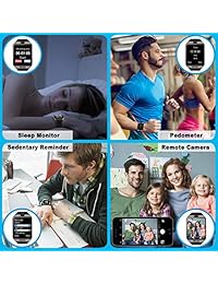 Smartwatch, Bluetooth Smart Watch Sleep Monitor Pantalla Táctil Desbloqueado Teléfono Celular con SIM y SD Tarjeta Band con Podómetro Compatible con Android iOS Samsung Huawei HTC Sony Nexus Hombres Mujeres