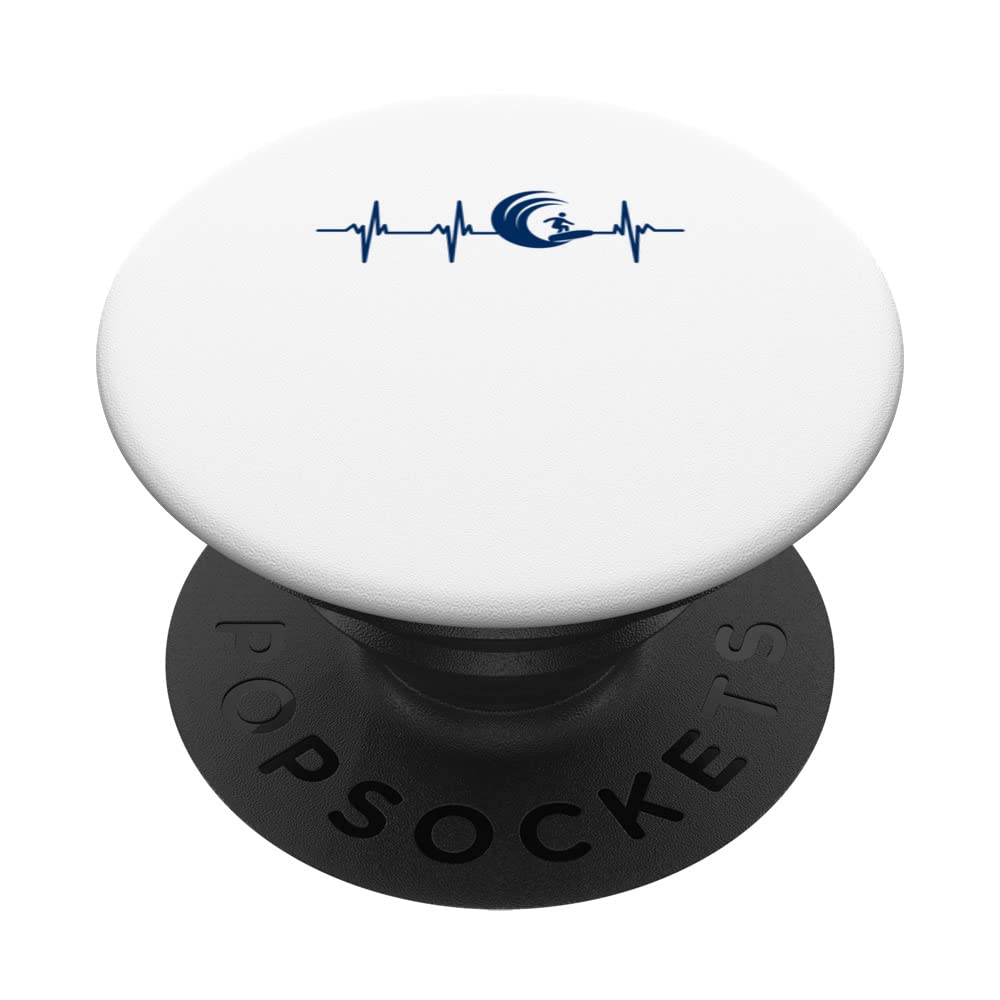 Surf humour surfer heart beat man funny PopSockets Swappable PopGrip