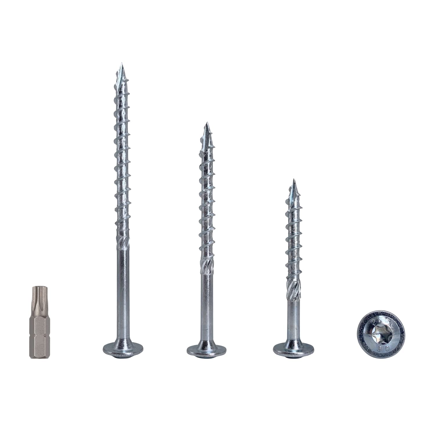 (Pack of 20 pcs) Zinc Plated Steel 6.0 x 50 mm Wood Screws, Torx Head, Type 17, Wafer Head, Timber Screws, Partially Threaded (20, 6.0 x 50 mm)