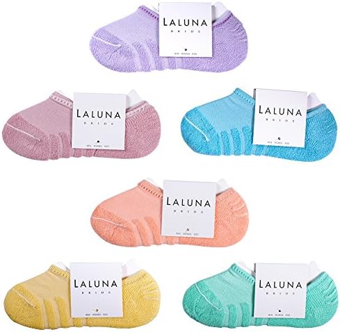 Laluna Women Girls Colorful Cotton Casual Socks No Show Liner Boot SocksNon-Slip Pack of 6Pairs Assorted Color One Size
